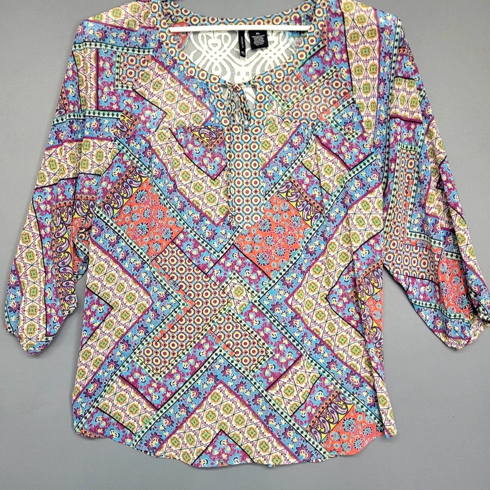 Bright Multi-Pattern Women's Tunic Top